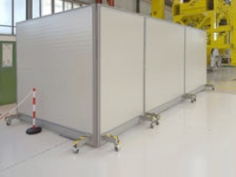 Schermo fonoassorbente e fonoimpedente di prosecuzione JUMBO - cm 150x227h con 2 piedi su ruote frenate