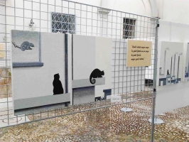 Pannello espositivo EXPO'  "griglia metallica con basi tonde.MD-EXG20T2